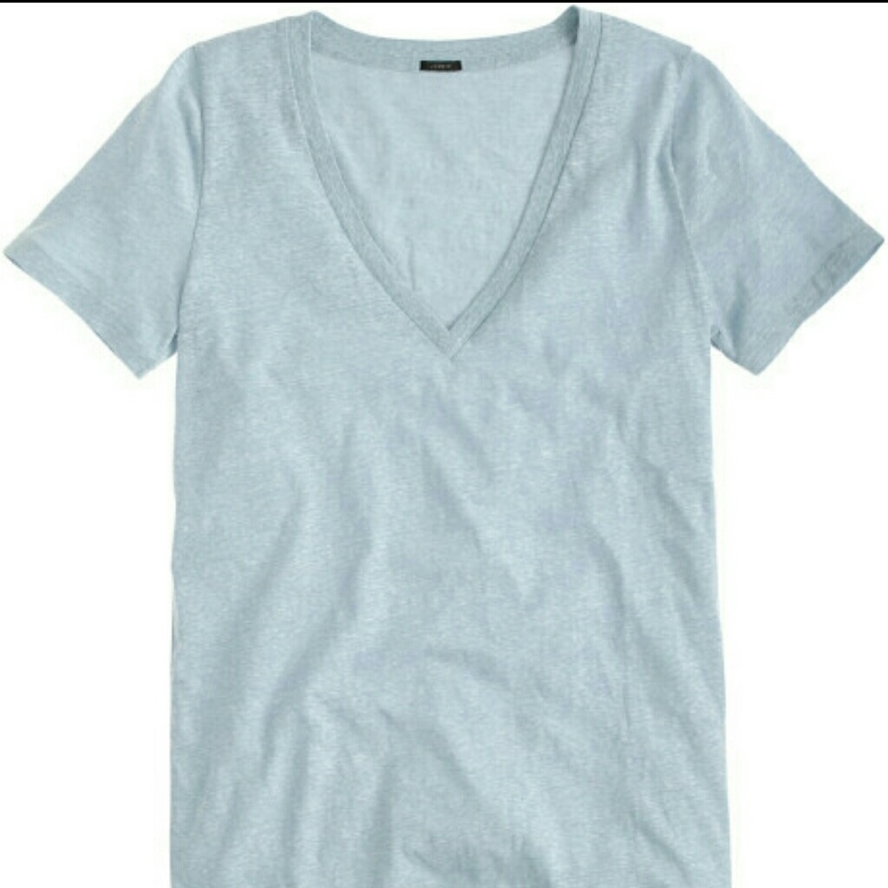 J Crew Sky Blue Speckled V-Neck Tee